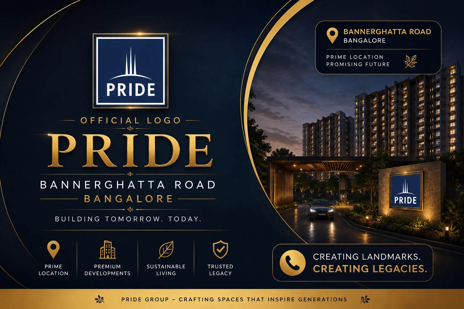 Pride Group official logo for Bannerghatta Road residential projects