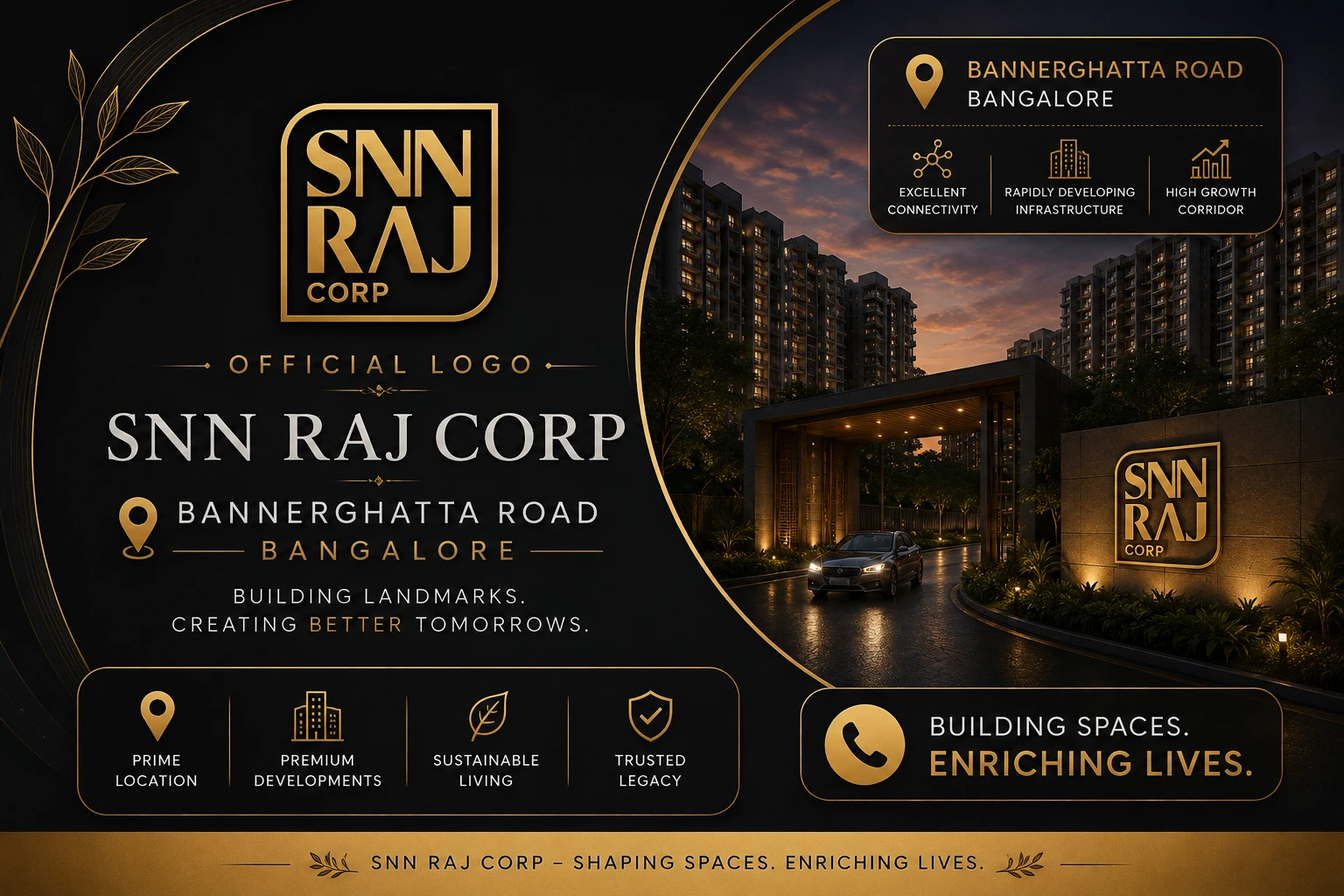 SNN Raj Corp official logo for Bannerghatta Road residential projects