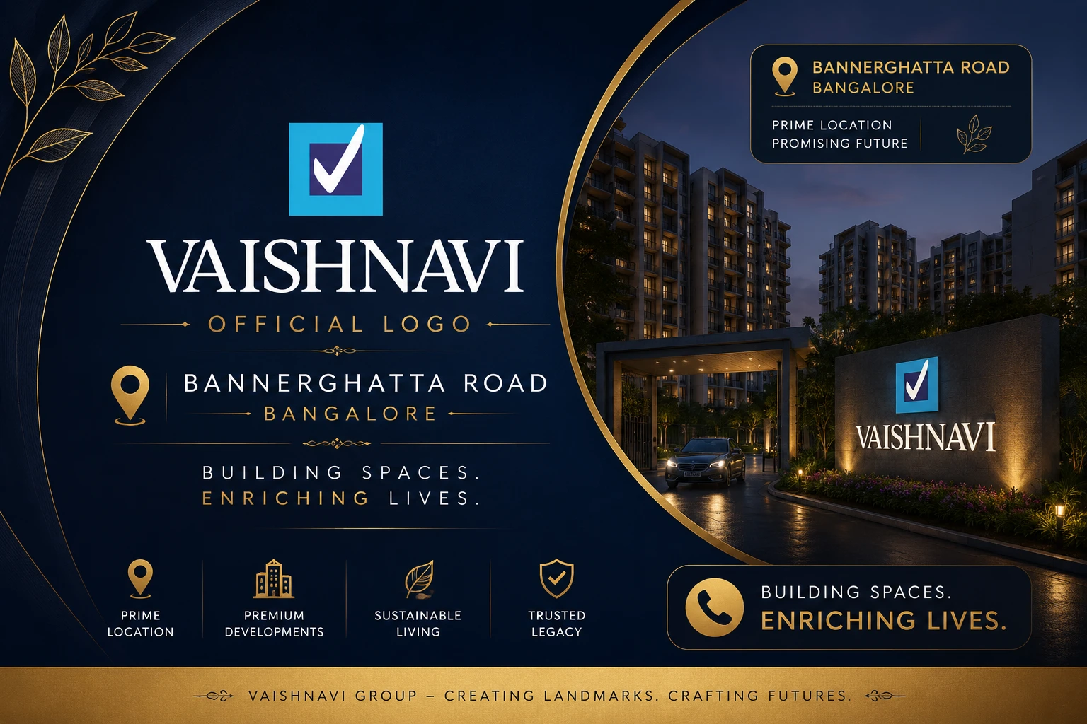 Vaishnavi Group official logo for Bannerghatta Road residential projects